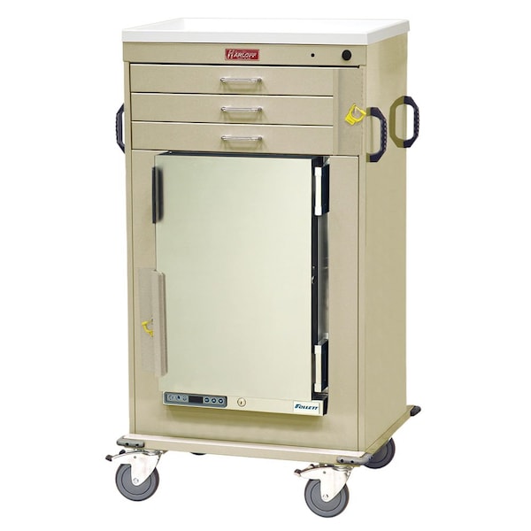 Harloff MH Cart with 1.8 Cubic Feet Medical Grade Refrigerator, Three Drawers, Breakaway Lock MH4300B - main